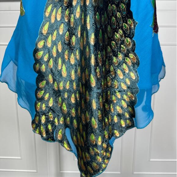 Lane Bryant Embellished Peacock Silk Halter Tank Top Size 22 Fairycore Velvet - Picture 7 of 13